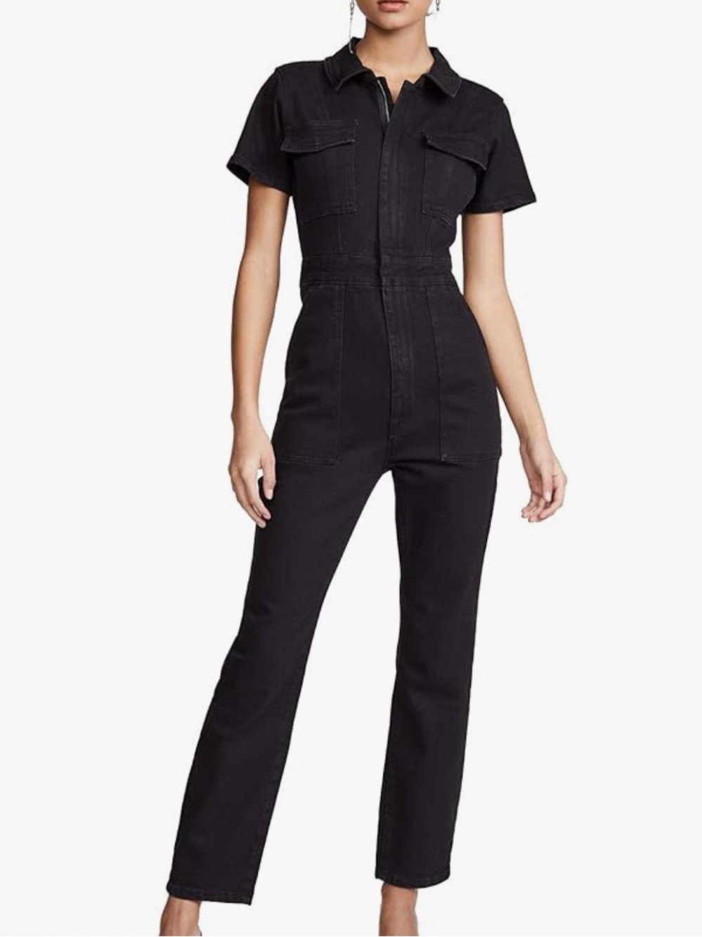 Good American black denim jumpsuit